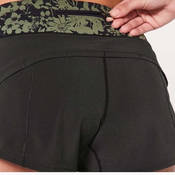 Lululemon Speed Up Short 2.5" Black / Efflorescent Barracks Green Black 2 - Picture 3 of 13